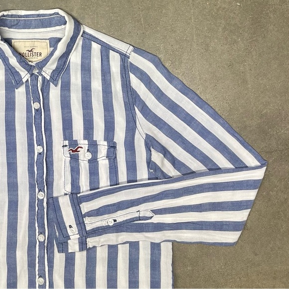 Vintage Hollister Striped Long Sleeve Button Up Y2K - Picture 1 of 8
